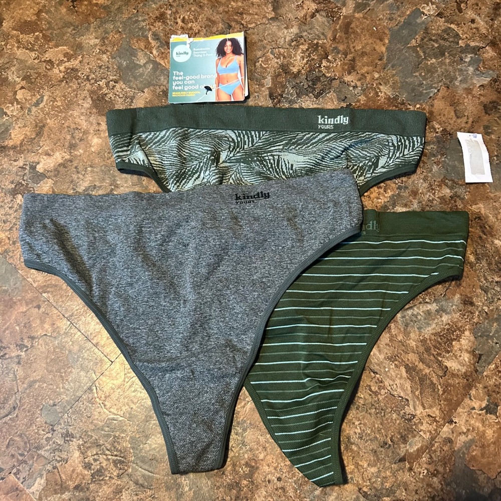 Kindly Yours Thongs Womens Size XXXL(22)/3X Green Panty Thong Underwear Panties